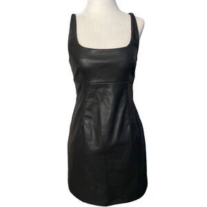 Victoria + Sophia Black Faux Leather Spaghetti Strap Mini Dress